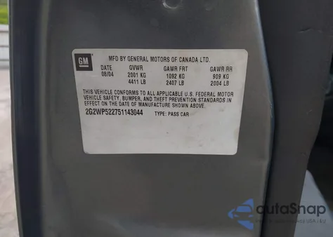 2005 Pontiac Grand Prix из США, поврежденный, VIN 2G2WP522751143044